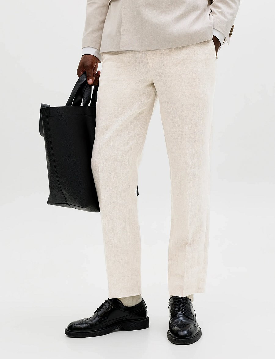 Jack & Jones - JPRBLAMARTIN LAWRENCE LINEN TROUSER UN01 - jakkesætbukser i hør - ancient scroll - 0