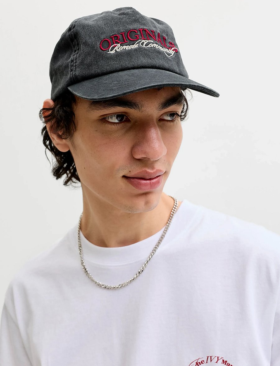 Jack & Jones - JACFRAME WASHED EMB CAP SN - nokamütsid - black beauty - 4