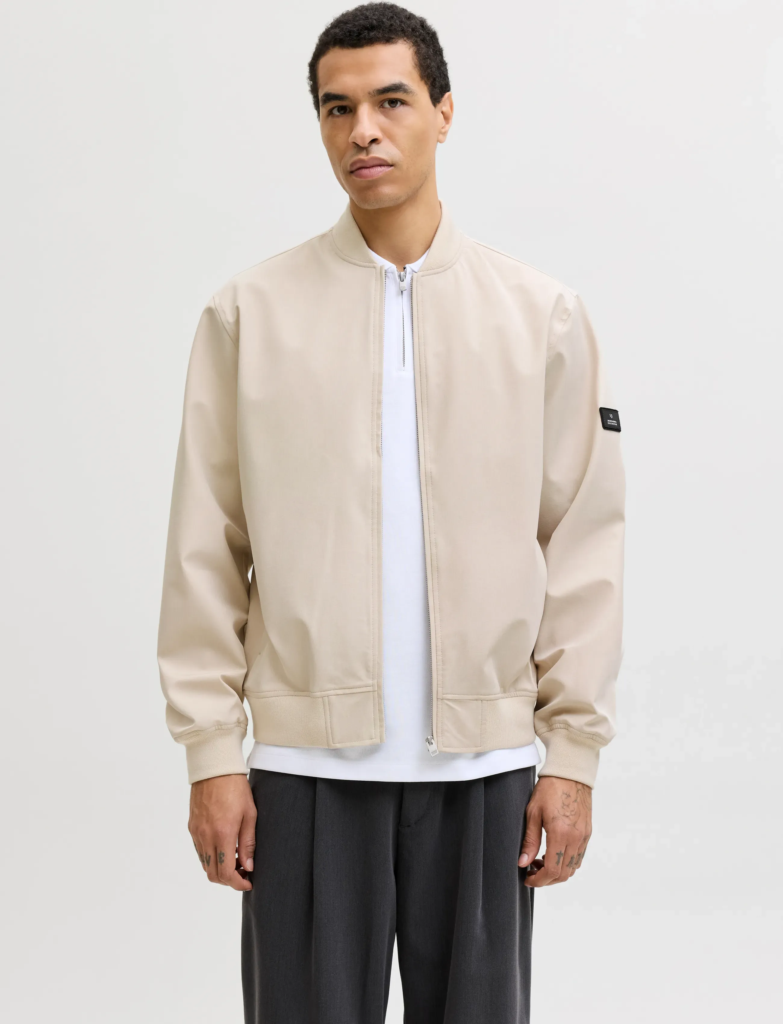 Jack & Jones JPRBLAASPEN BOMBER JACKET LN - Ytterkläder - WHITE MELANGE / cream
