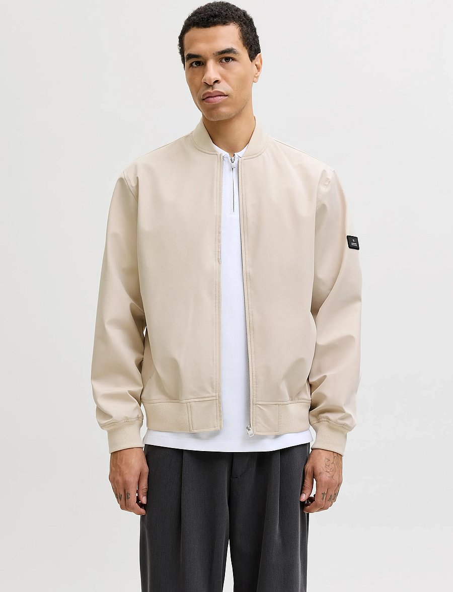 Jack & Jones - JPRBLAASPEN BOMBER JACKET LN - frühlingsjacken - white melange - 0