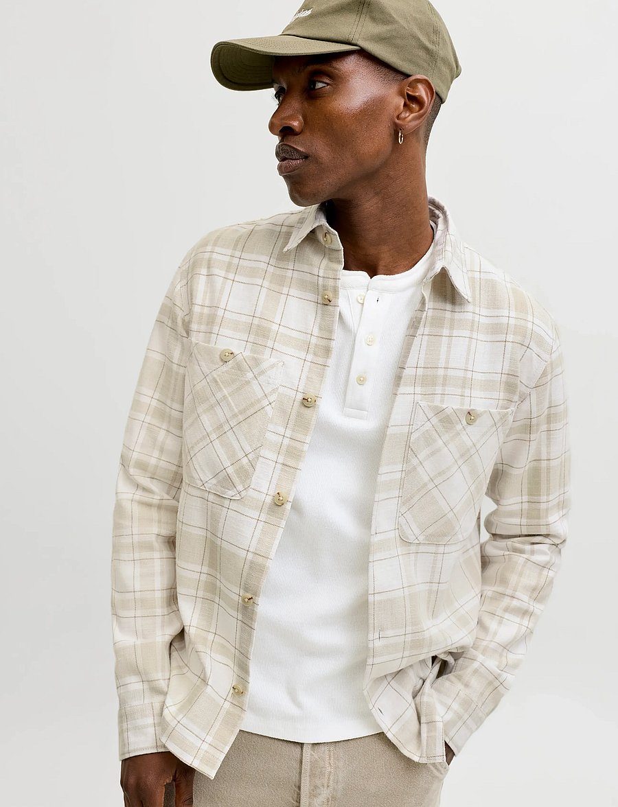Jack & Jones - JPRBLURAYLE LINEN BL.CHECK LS SHIRT SN - ternede skjorter - moonstruck - 4