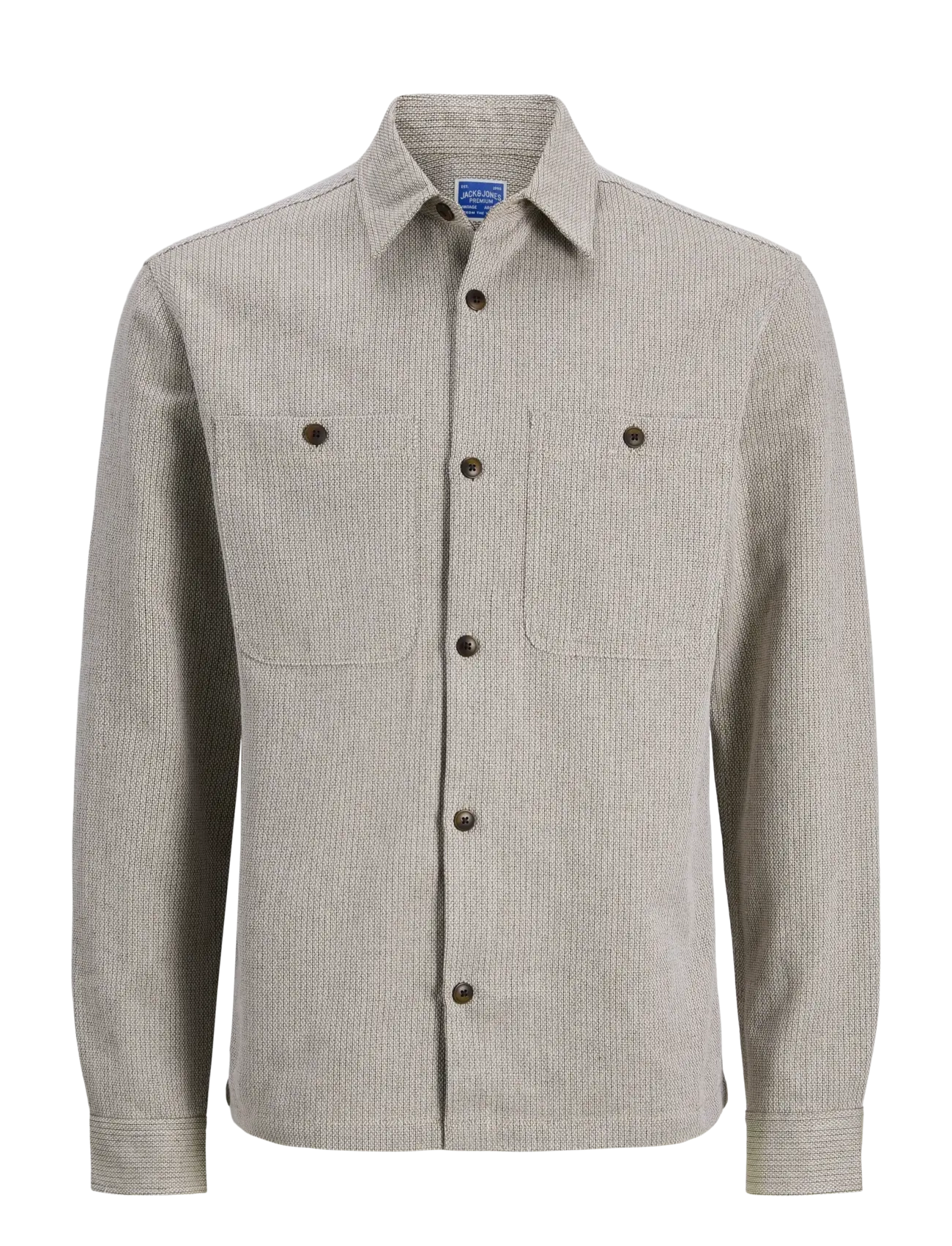 Jack & Jones JPRBLURAYLE LINEN BL. SOLID LS SHIRT SN - Overshirts - LEMON PEPPER / grey