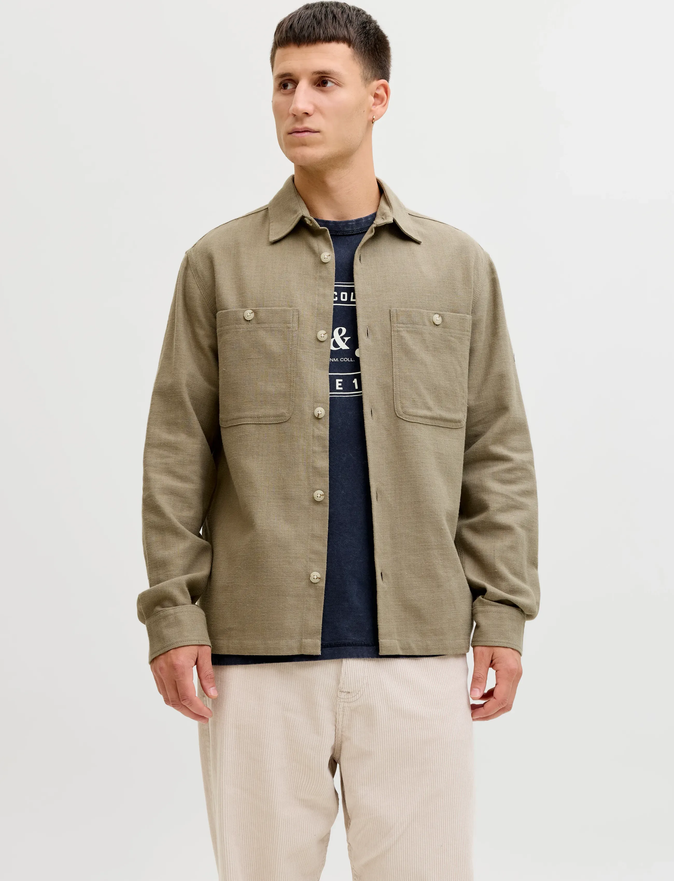 Jack & Jones JPRBLURAYLE LINEN BL. SOLID LS SHIRT SN - Kläder - MERMAID / khaki/green