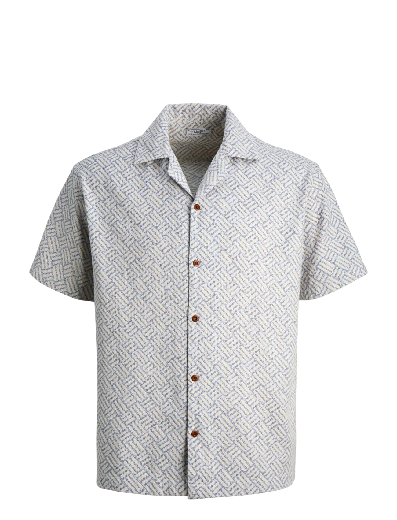JACK & JONES Jprbluwinson Print Dobby S/S Shirt Ln Cream - L - Herren