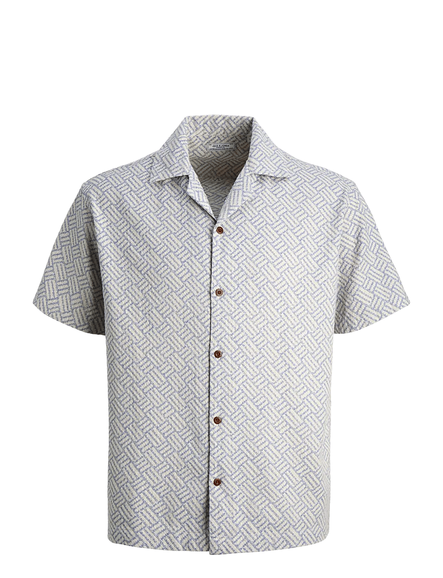 Jack & Jones - JPRBLUWINSON PRINT DOBBY S/S SHIRT LN - mustriga särgid - ashley blue - 1
