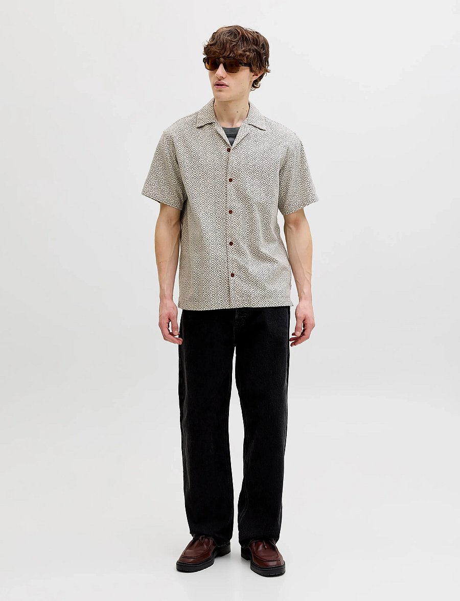 Jack & Jones - JPRBLUWINSON PRINT DOBBY S/S SHIRT LN - mönstrade skjortor - moonstruck - 3