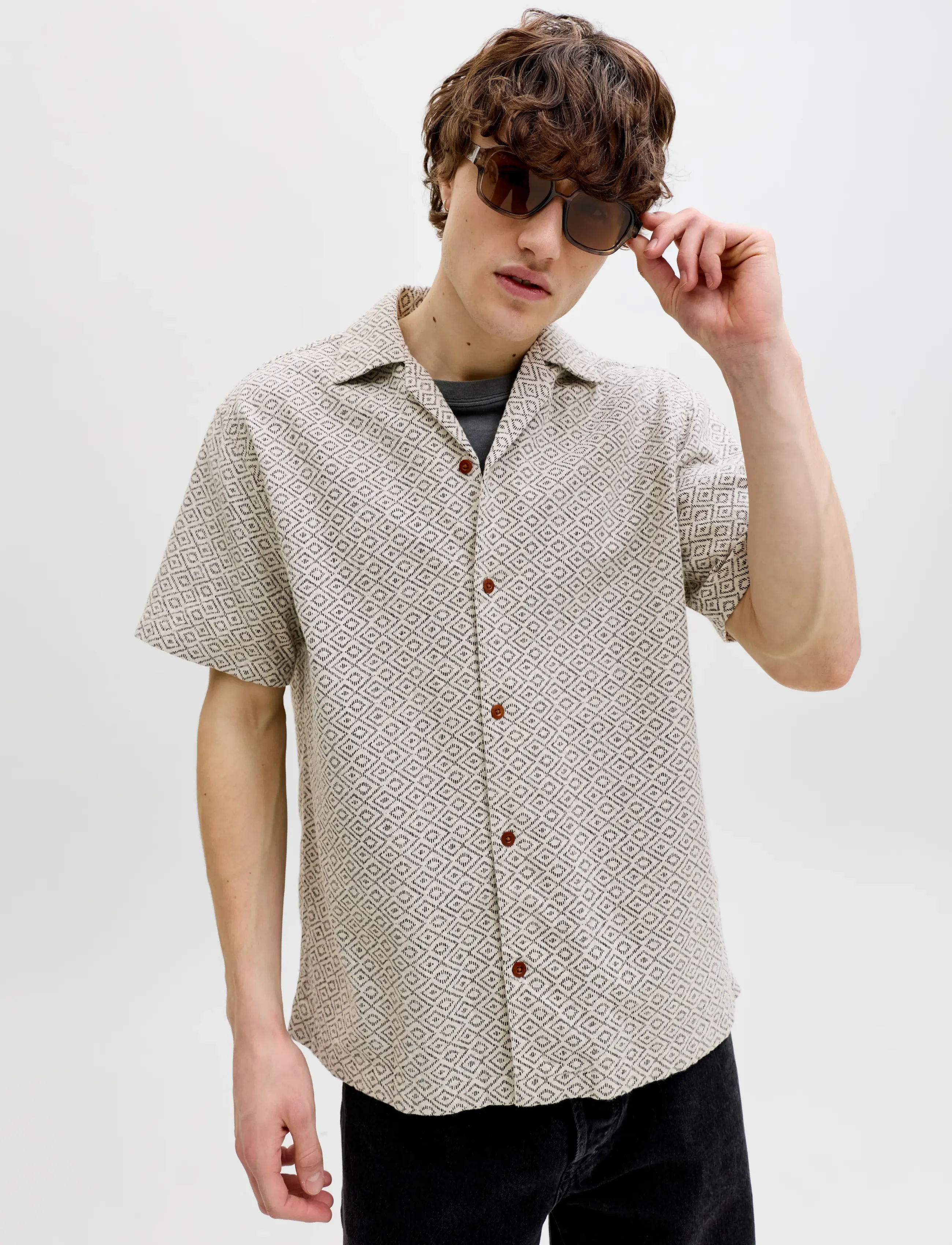 Jack & Jones - JPRBLUWINSON PRINT DOBBY S/S SHIRT LN - hemden mit muster - moonstruck - 5