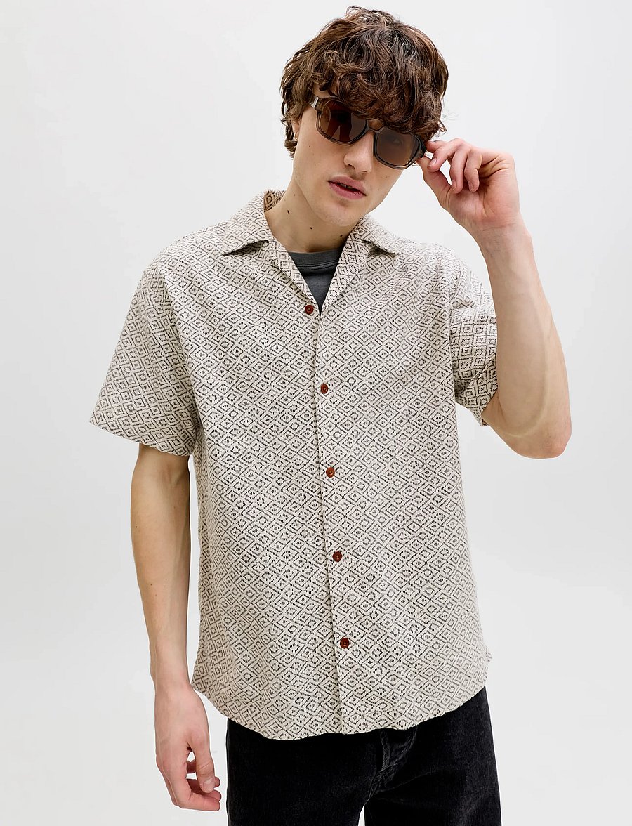 Jack & Jones - JPRBLUWINSON PRINT DOBBY S/S SHIRT LN - mönstrade skjortor - moonstruck - 5