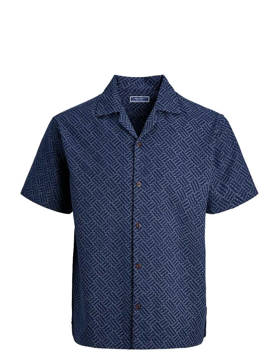 Jack & Jones - JPRBLUWINSON PRINT DOBBY S/S SHIRT LN - mustriga särgid - pageant blue - 1