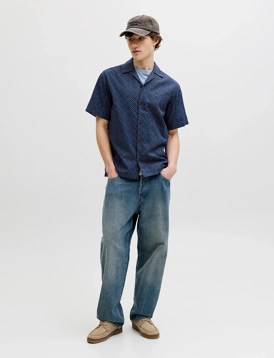 Jack & Jones - JPRBLUWINSON PRINT DOBBY S/S SHIRT LN - mustriga särgid - pageant blue - 3