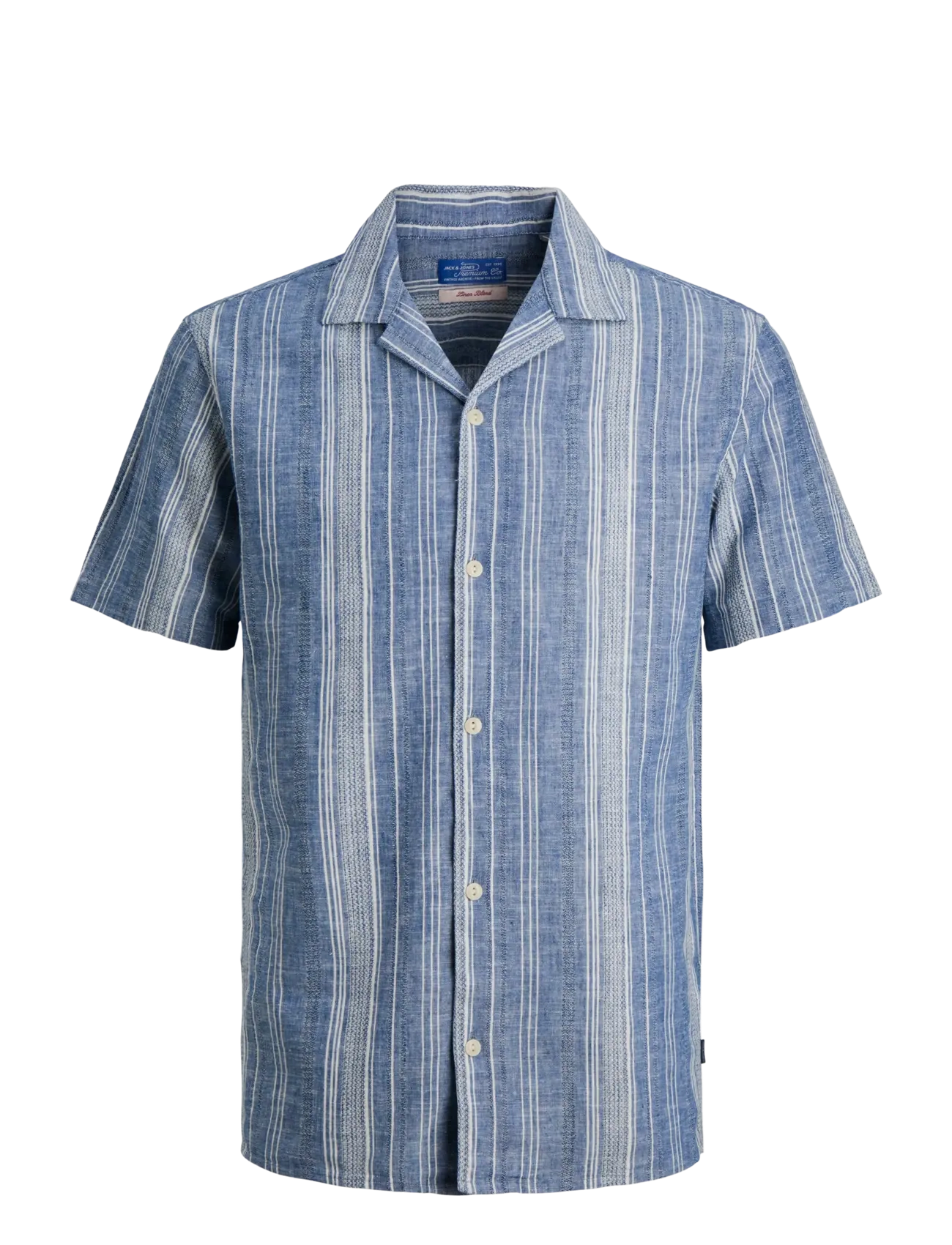 JACK & JONES Jprblusummer Lin. Blen Dobby Ss Shirt Sn Blau - M - Herren