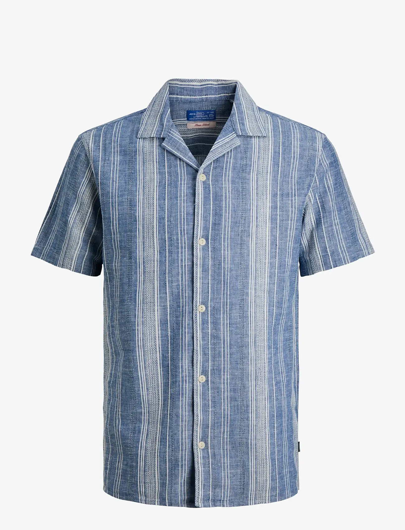 Jack & Jones - JPRBLUSUMMER LIN. BLEN DOBBY SS SHIRT SN - stribede skjorter - ashley blue - 1