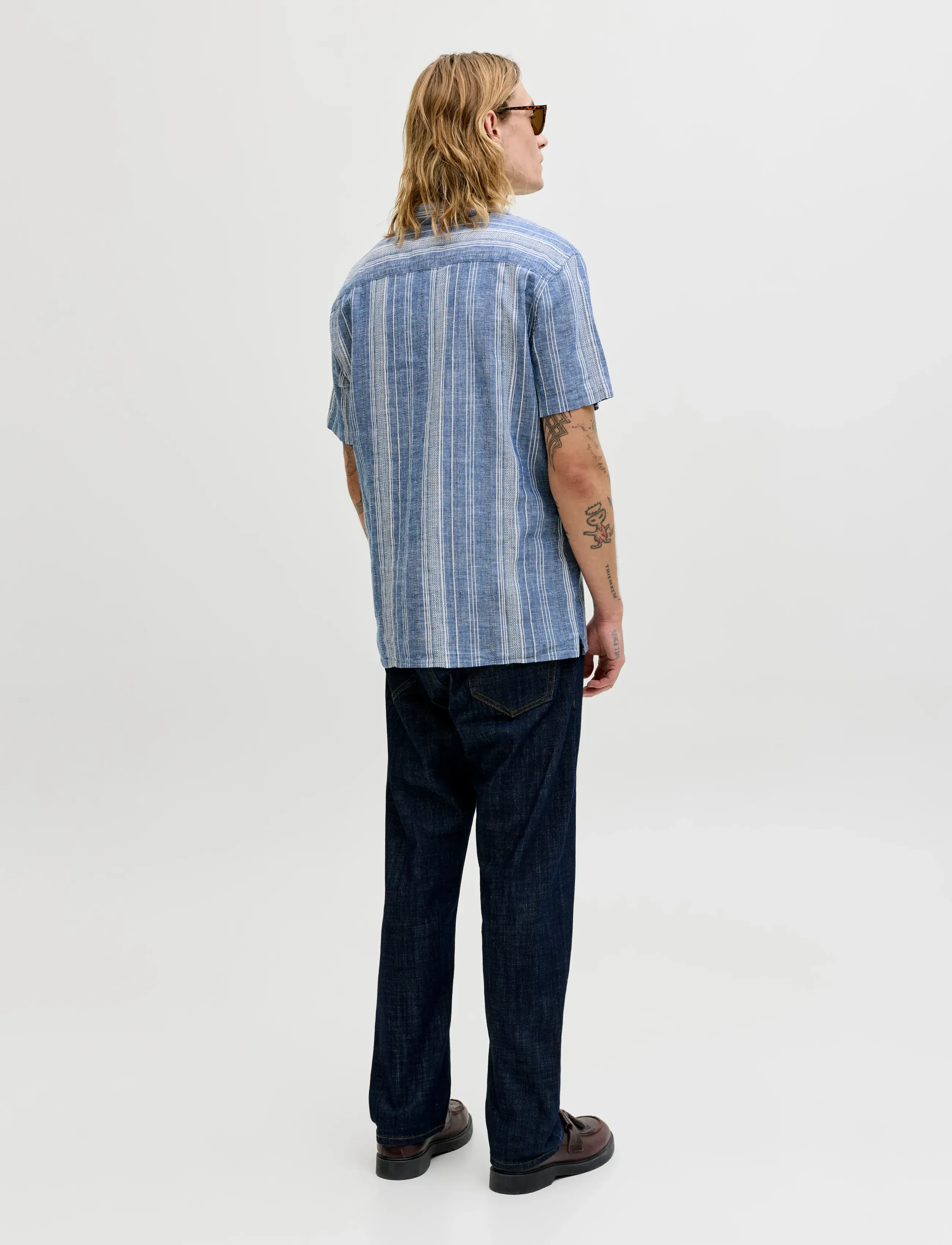 Jack & Jones - JPRBLUSUMMER LIN. BLEN DOBBY SS SHIRT SN - gestreifte hemden - ashley blue - 2