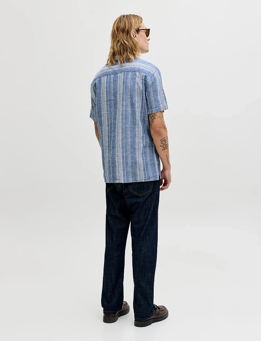 Jack & Jones - JPRBLUSUMMER LIN. BLEN DOBBY SS SHIRT SN - gestreifte hemden - ashley blue - 2