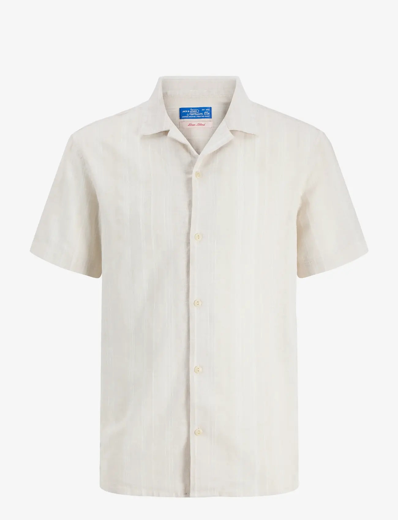 Jack & Jones - JPRBLUSUMMER LIN. BLEN DOBBY SS SHIRT SN - stribede skjorter - lemon pepper - 1