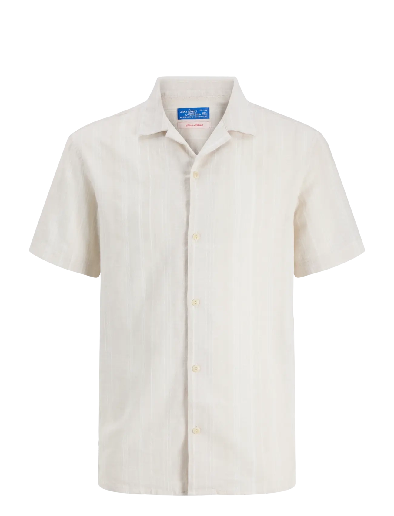 Jack & Jones JPRBLUSUMMER LIN. BLEN DOBBY SS SHIRT SN - Skjorter - LEMON PEPPER / cream