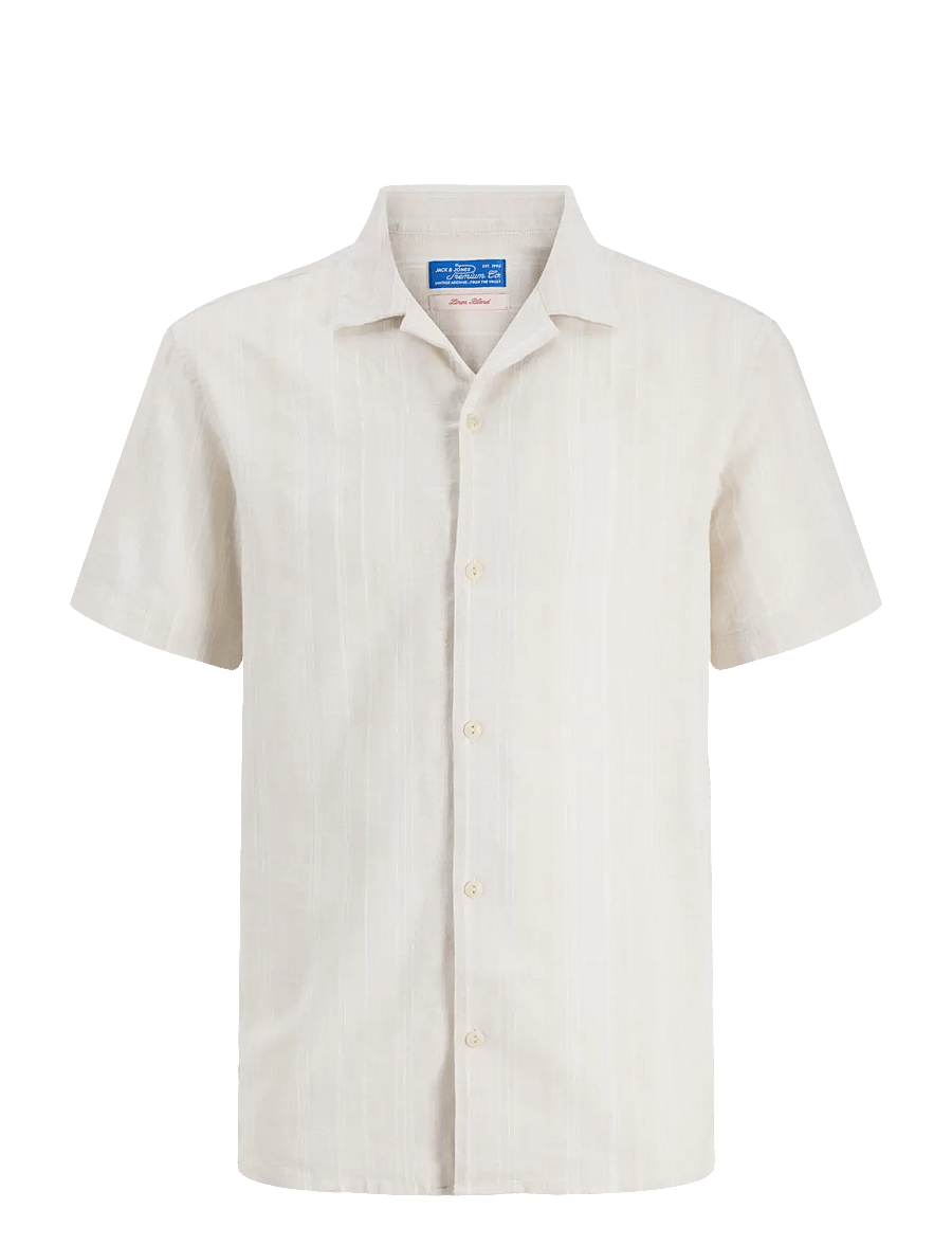 Jack & Jones - JPRBLUSUMMER LIN. BLEN DOBBY SS SHIRT SN - stribede skjorter - lemon pepper - 1