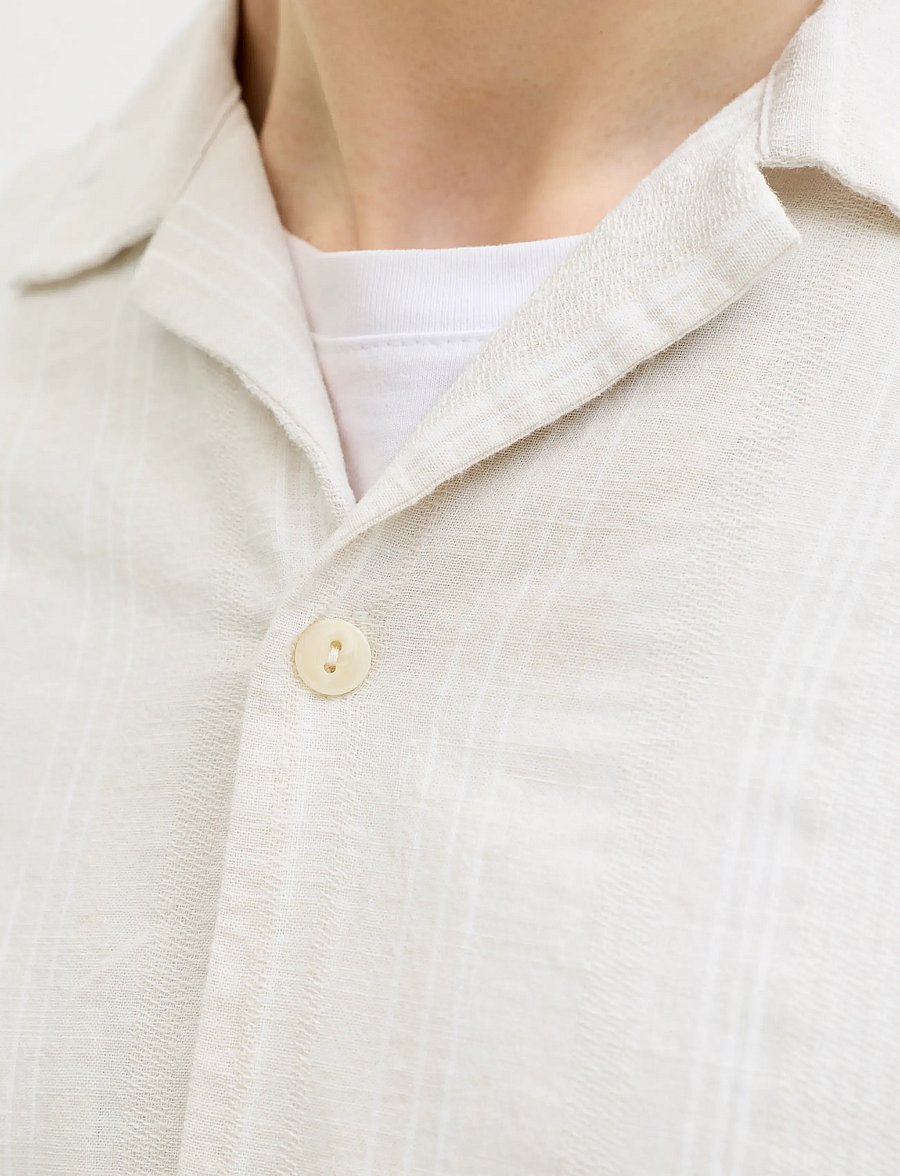 Jack & Jones - JPRBLUSUMMER LIN. BLEN DOBBY SS SHIRT SN - triibulised särgid - lemon pepper - 4