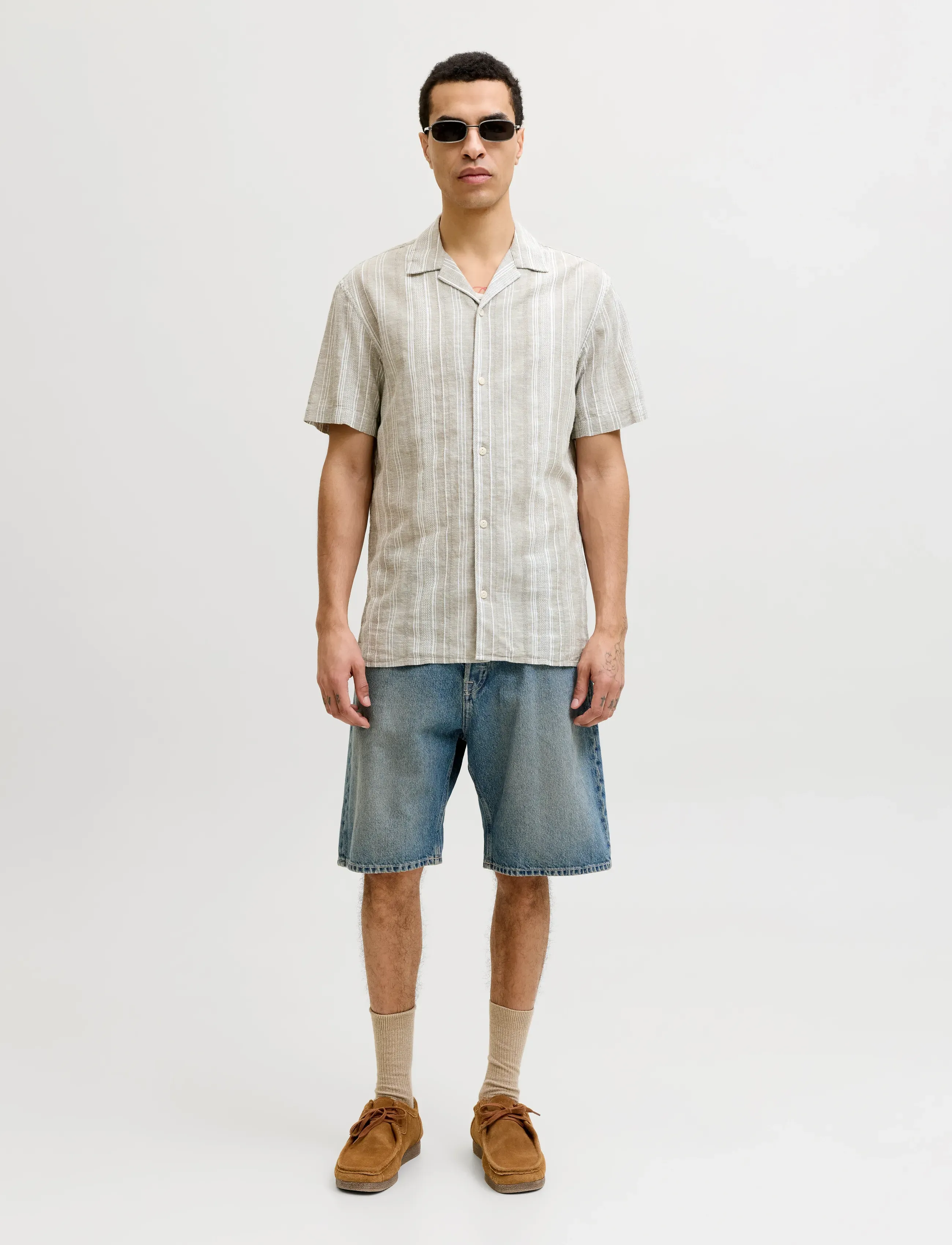 Jack & Jones - JPRBLUSUMMER LIN. BLEN DOBBY SS SHIRT SN - gestreifte hemden - mermaid - 4