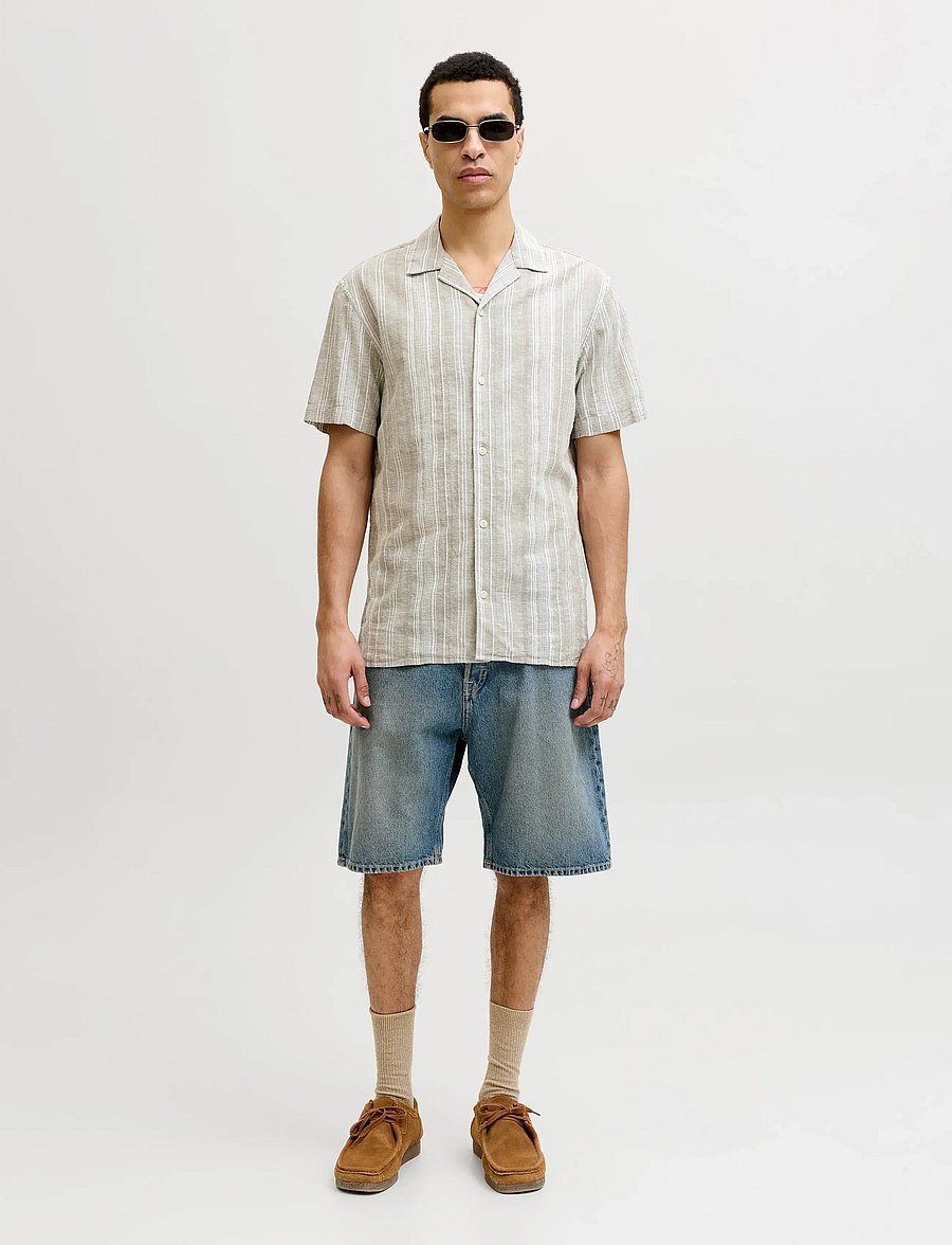 Jack & Jones - JPRBLUSUMMER LIN. BLEN DOBBY SS SHIRT SN - gestreifte hemden - mermaid - 4