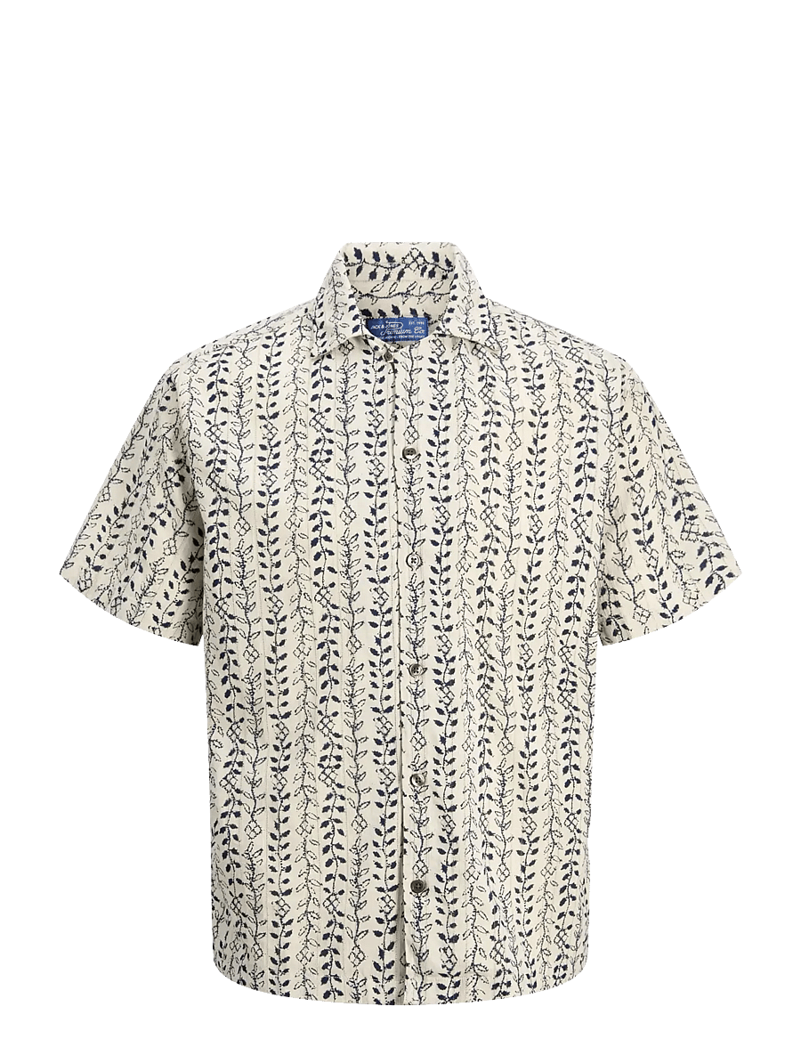 Jack & Jones - JPRBLULYON PRINT DOBBY S/S SHIRT SN - mønstrede skjorter - moonstruck - 1
