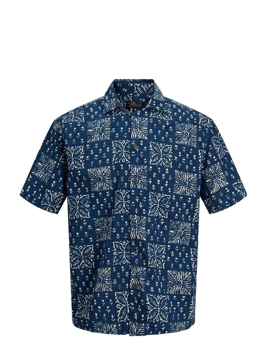 Jack & Jones - JPRBLULYON PRINT DOBBY S/S SHIRT SN - gemusterte hemden - sky captain - 1