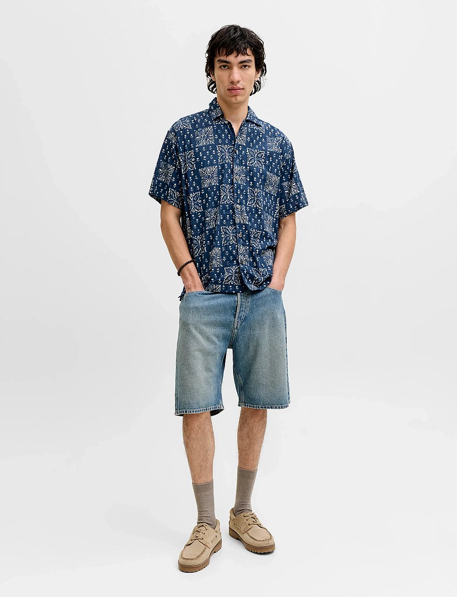 Jack & Jones - JPRBLULYON PRINT DOBBY S/S SHIRT SN - gemusterte hemden - sky captain - 3