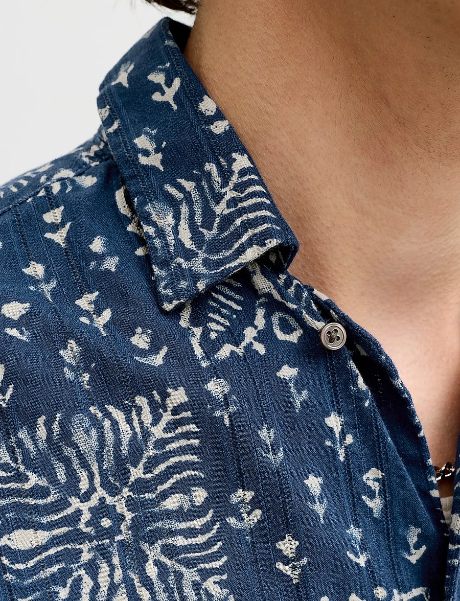 Jack & Jones - JPRBLULYON PRINT DOBBY S/S SHIRT SN - gemusterte hemden - sky captain - 4