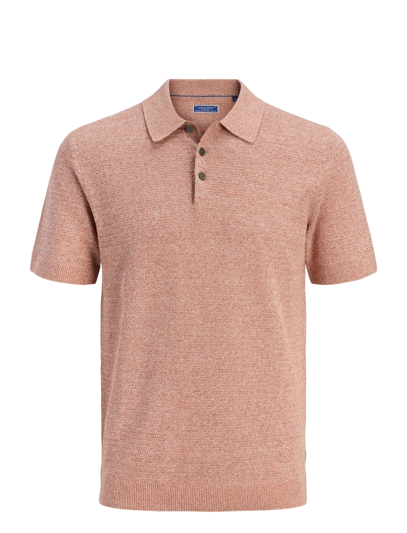 Jack & Jones JPRBLURILEY KNIT POLO SS SN - Kleidung - AMBER BROWN / coral