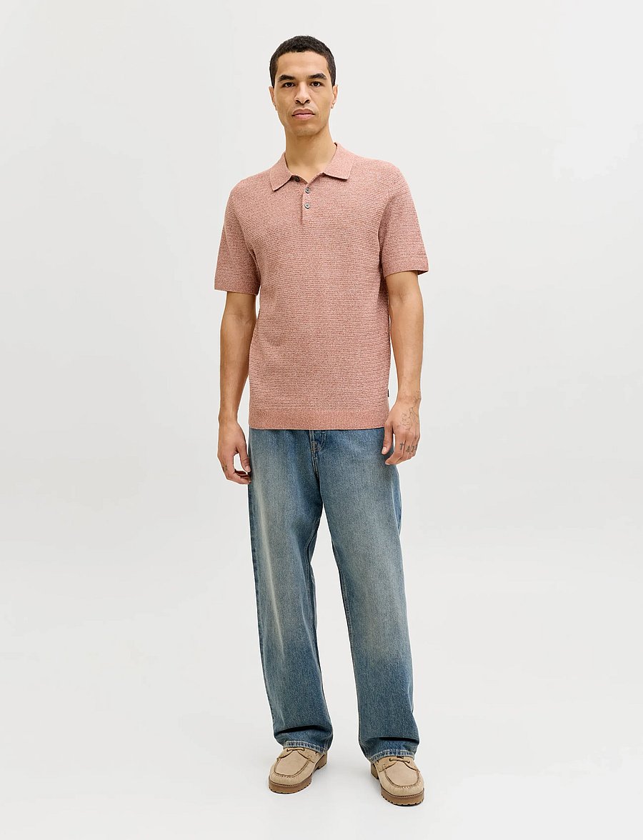 Jack & Jones - JPRBLURILEY KNIT POLO SS SN - kootud polosärgid - amber brown - 4
