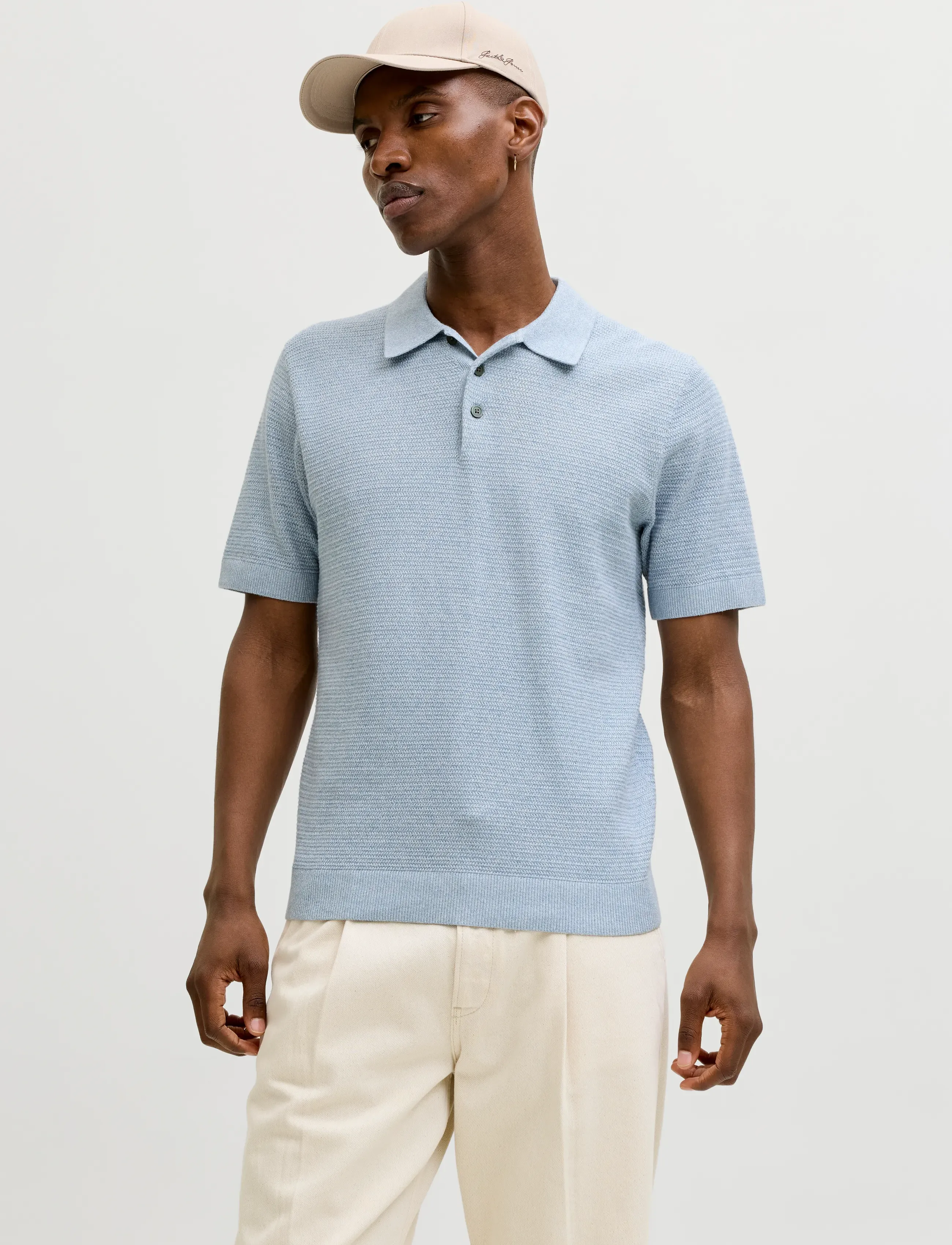 Jack & Jones Jprbluriley Knit Polo Ss Sn, Mænd, Kortærmet Strikket Poloshirt, Blå, Str: XS