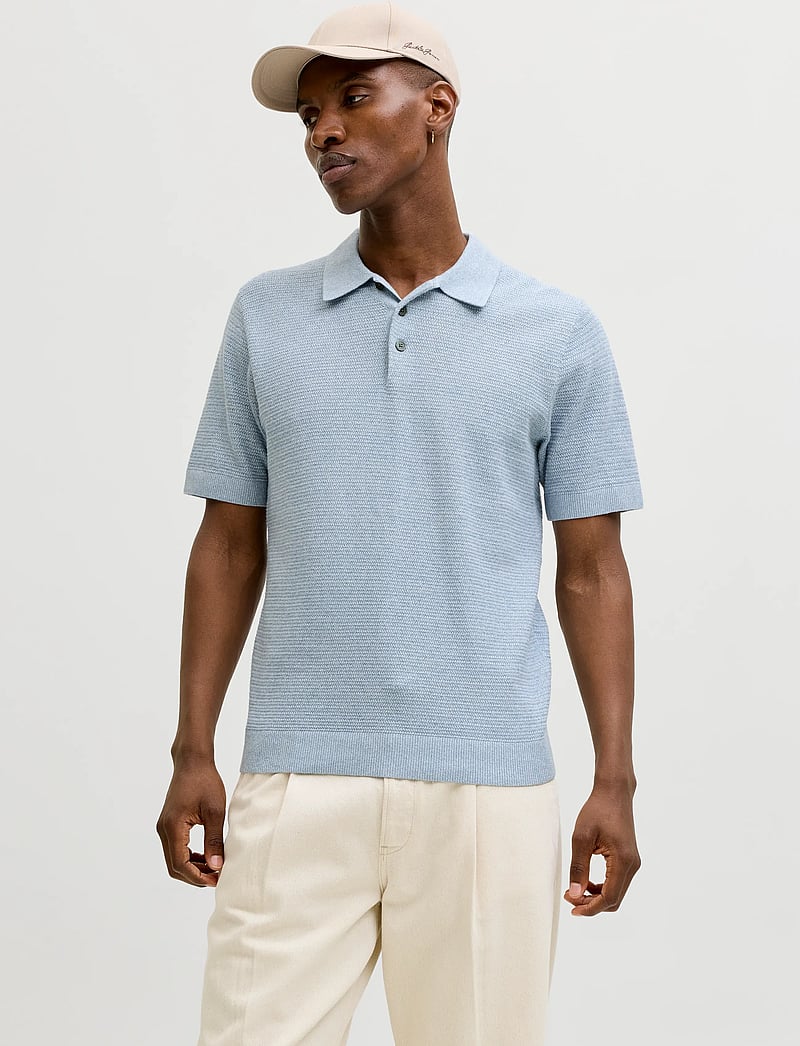 Jack & Jones - JPRBLURILEY KNIT POLO SS SN - polostrik - ashley blue - 0