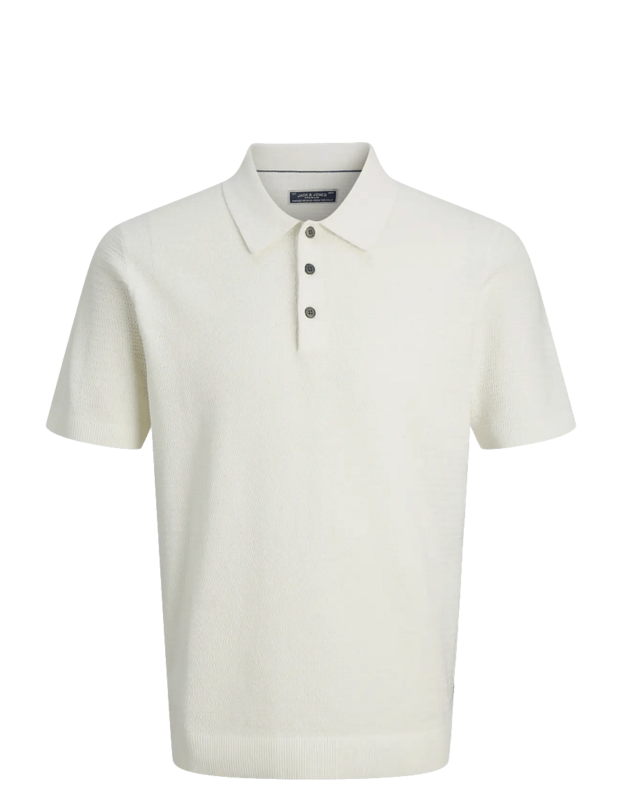 Jack & Jones - JPRBLURILEY KNIT POLO SS SN - kootud polosärgid - cloud dancer - 1