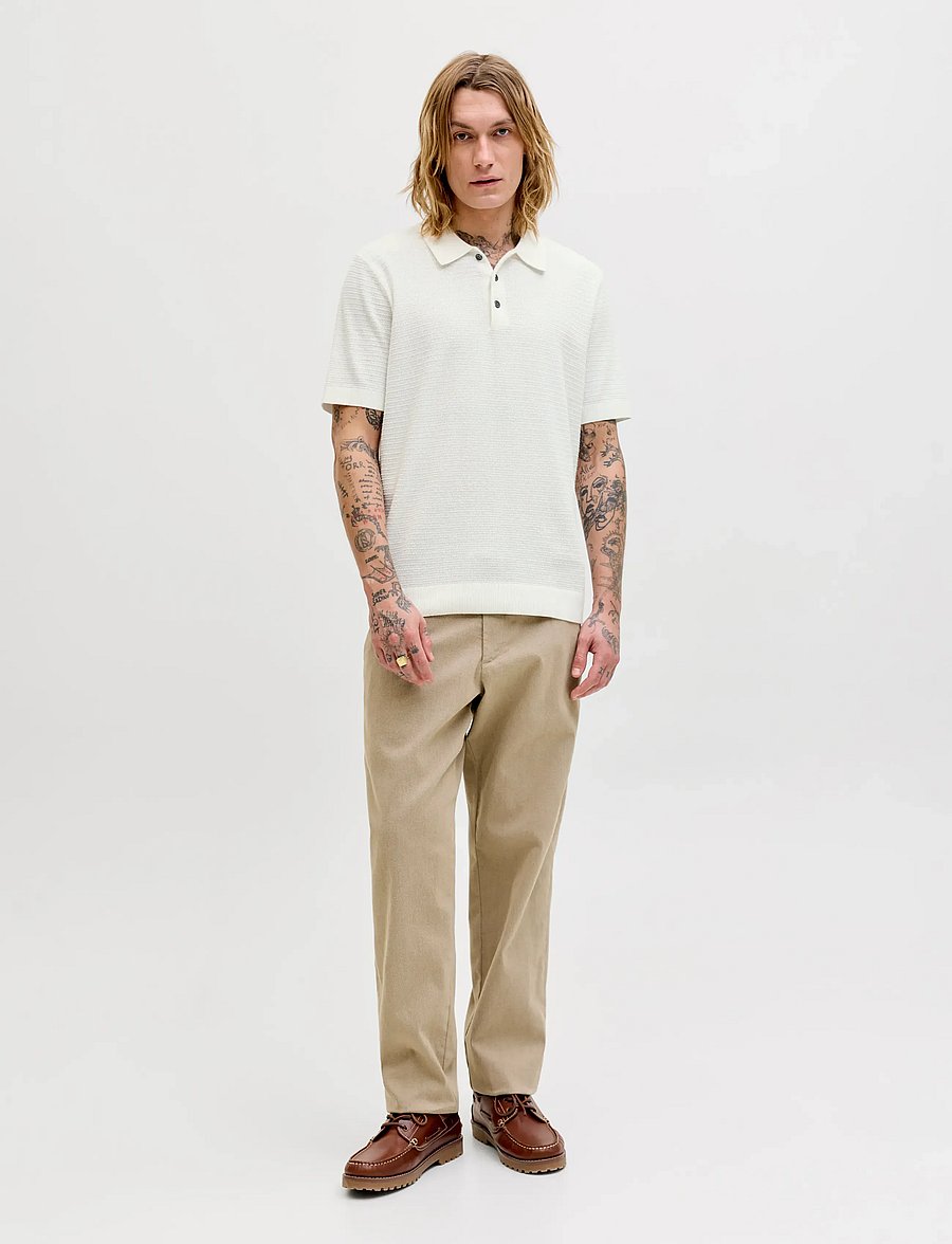 Jack & Jones - JPRBLURILEY KNIT POLO SS SN - kootud polosärgid - cloud dancer - 3