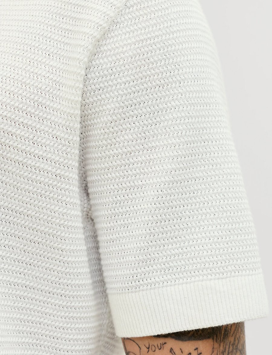 Jack & Jones - JPRBLURILEY KNIT POLO SS SN - kootud polosärgid - cloud dancer - 4