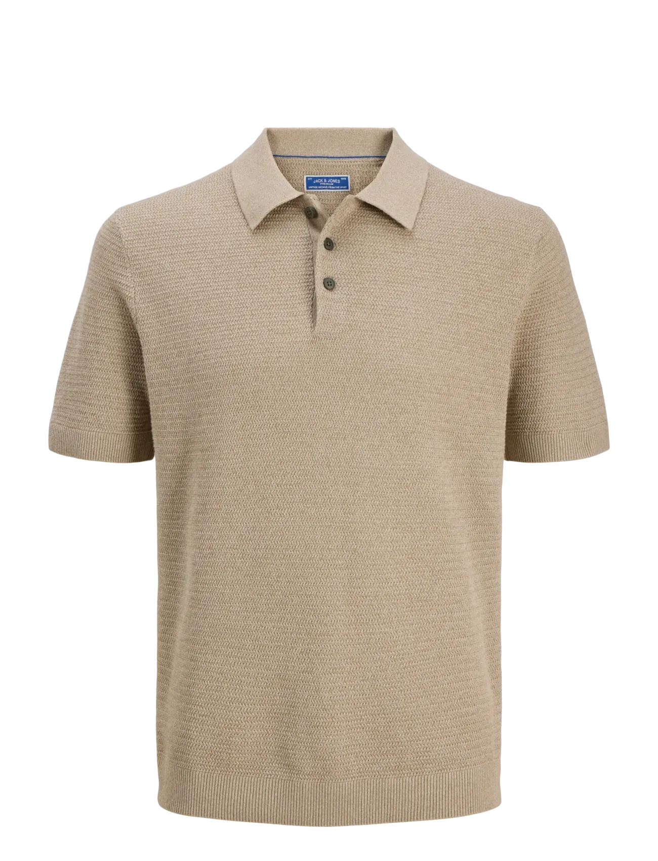 Jack & Jones JPRBLURILEY KNIT POLO SS SN - Stickade pikéer - LEMON PEPPER / beige