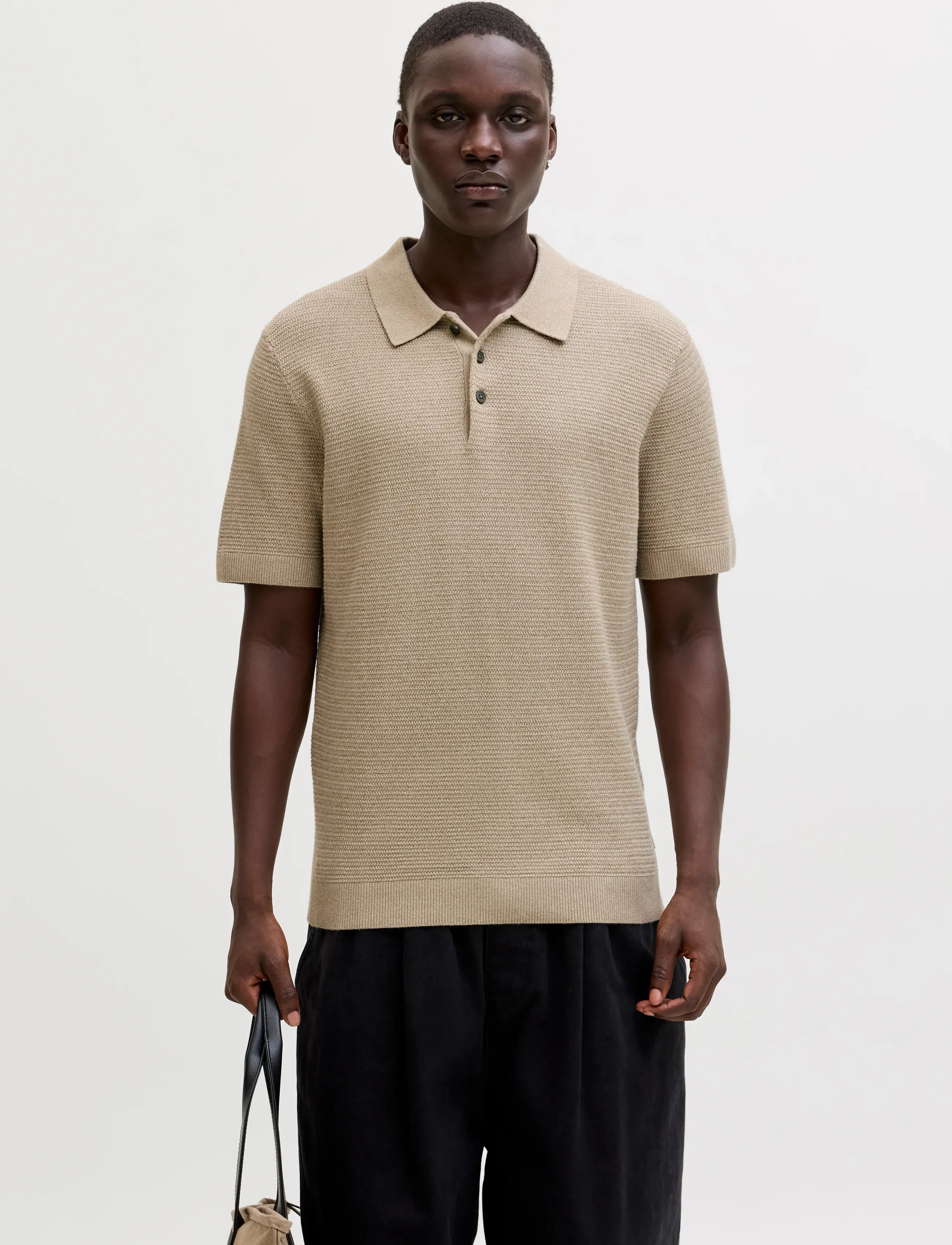 Jack & Jones JPRBLURILEY KNIT POLO SS SN - Looks for less - LEMON PEPPER / beige