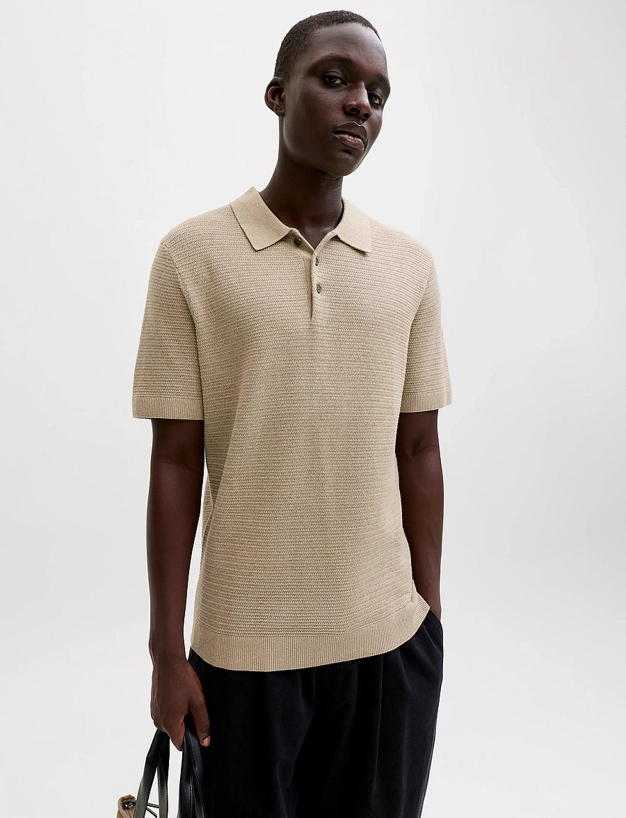 Jack & Jones - JPRBLURILEY KNIT POLO SS SN - polos en tricot - lemon pepper - 5