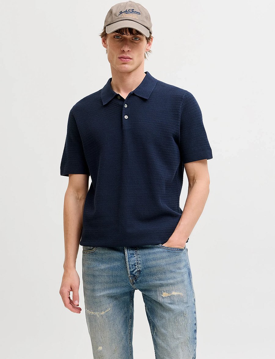 Jack & Jones - JPRBLURILEY KNIT POLO SS SN - polostrik - sky captain - 0