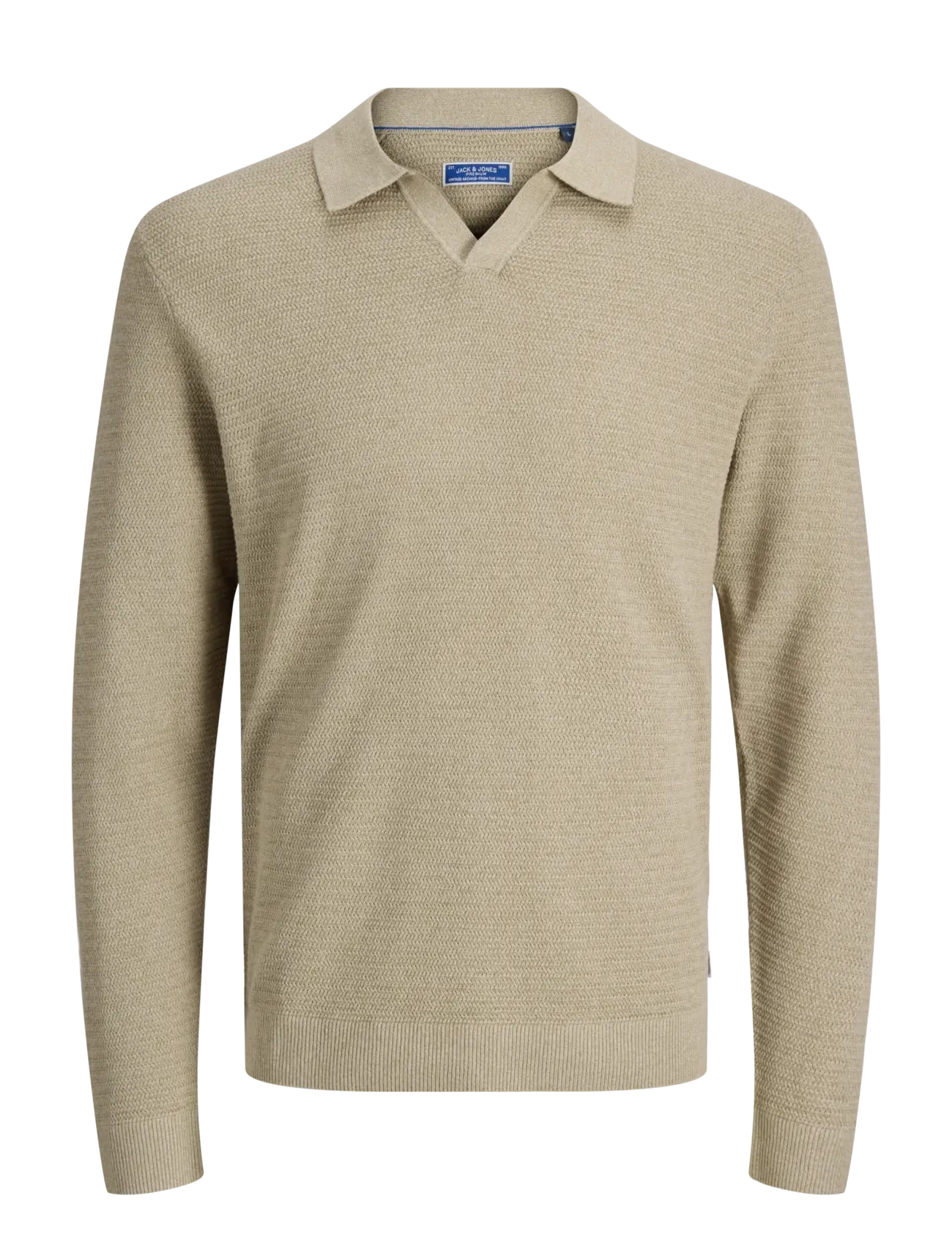 JACK & JONES Jprbluriley Knit Split Neck Ls Sn Beige - M - Herren