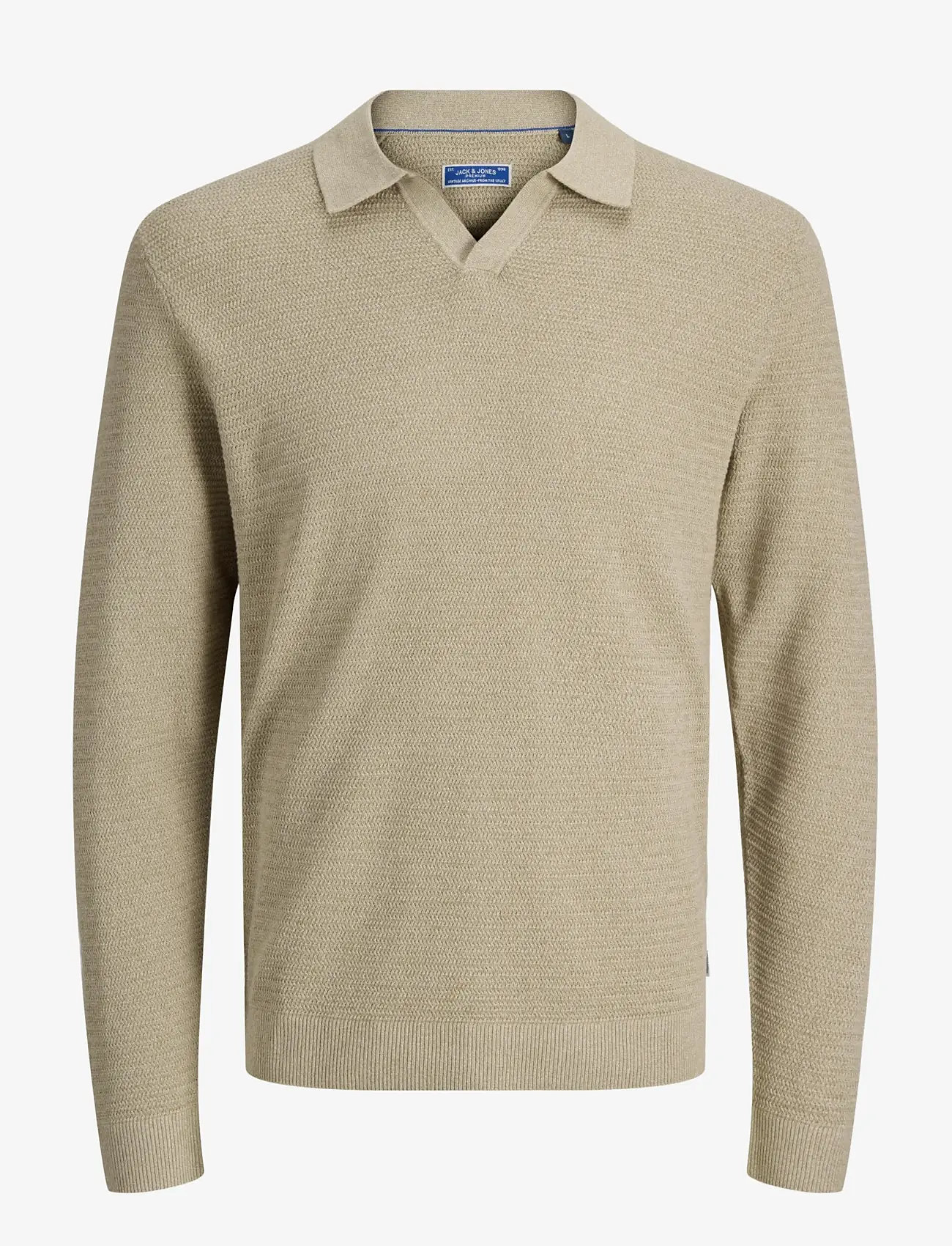 Jack & Jones - JPRBLURILEY KNIT SPLIT NECK LS SN - polostrik - lemon pepper - 1