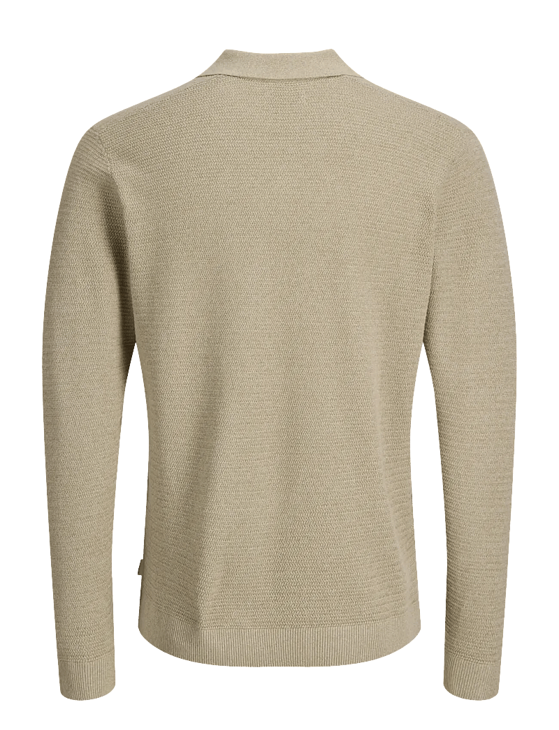 Jack & Jones - JPRBLURILEY KNIT SPLIT NECK LS SN - poloer i strik med lange ærmer - lemon pepper - 2