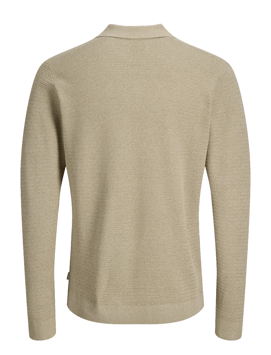 Jack & Jones - JPRBLURILEY KNIT SPLIT NECK LS SN - pikkade varrukatega kootud polosärgid - lemon pepper - 2