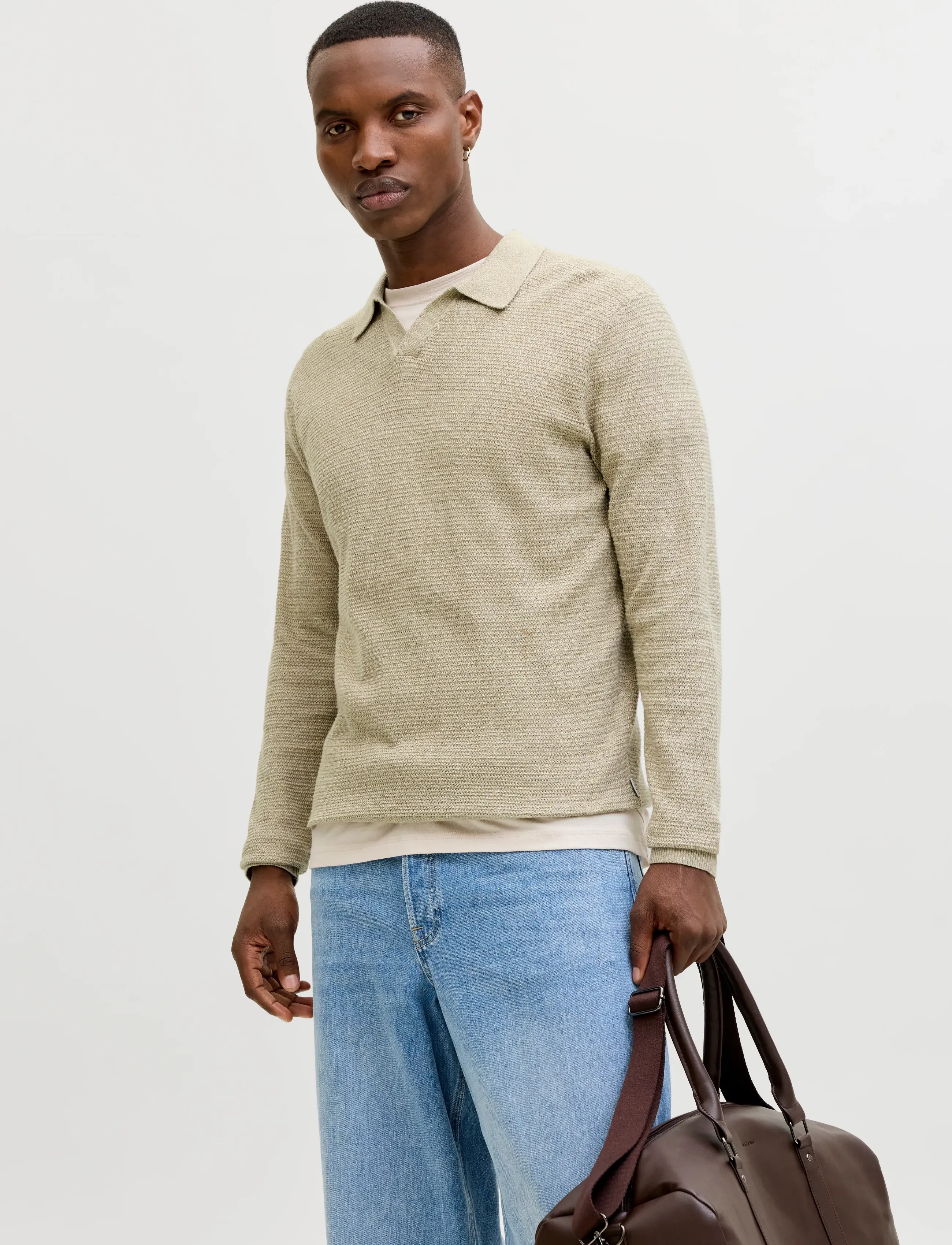 Jack & Jones - JPRBLURILEY KNIT SPLIT NECK LS SN - pikkade varrukatega kootud polosärgid - lemon pepper - 0