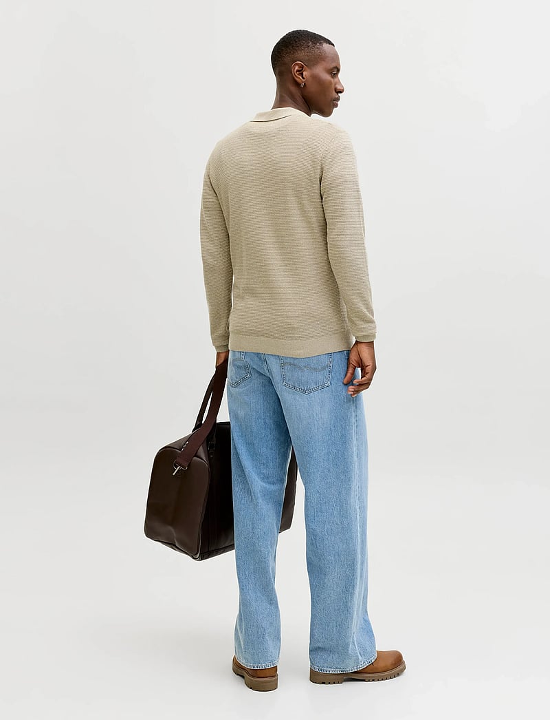 Jack & Jones - JPRBLURILEY KNIT SPLIT NECK LS SN - poloer i strik med lange ærmer - lemon pepper - 3