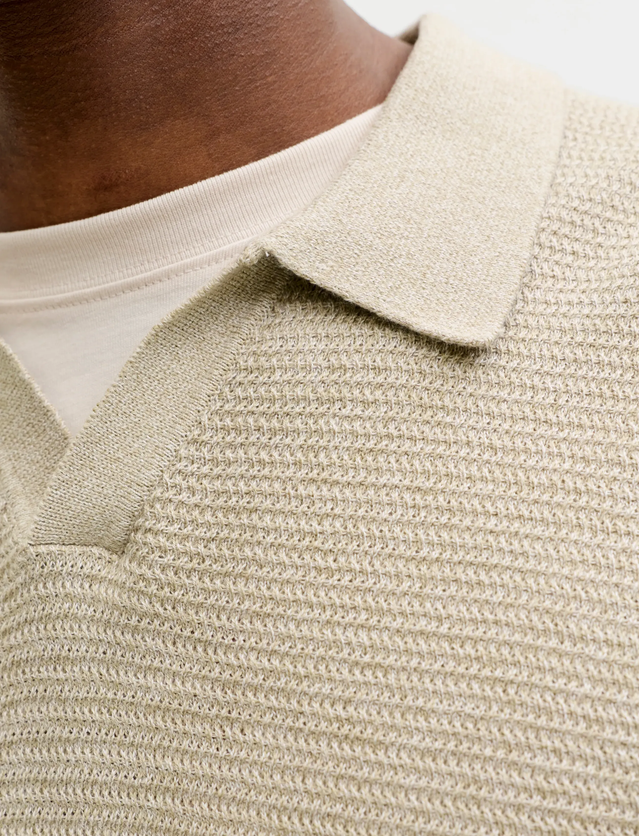 Jack & Jones - JPRBLURILEY KNIT SPLIT NECK LS SN - pikkade varrukatega kootud polosärgid - lemon pepper - 5