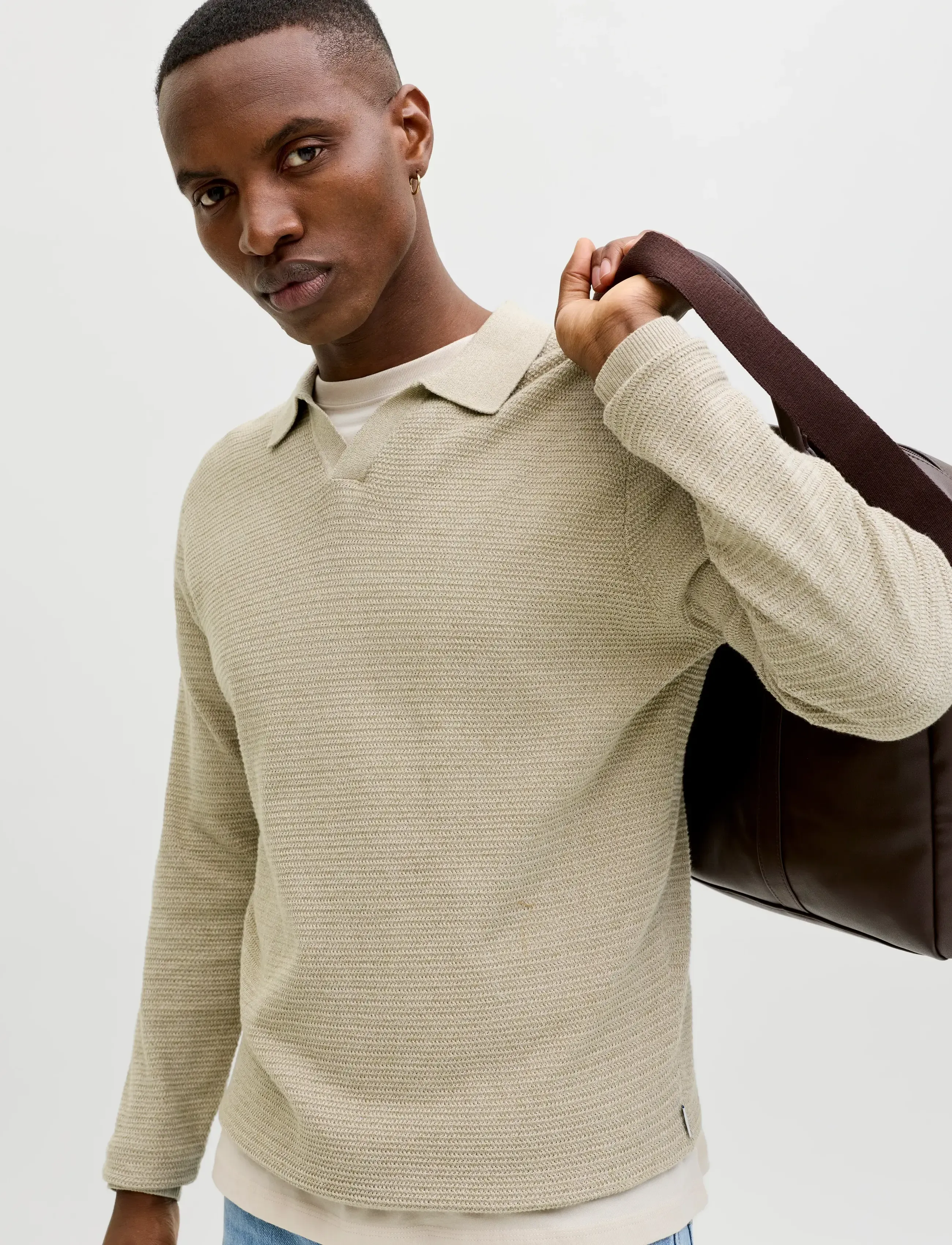 JACK & JONES Jprbluriley Knit Split Neck Ls Sn stickade tröjor herr – bild 5