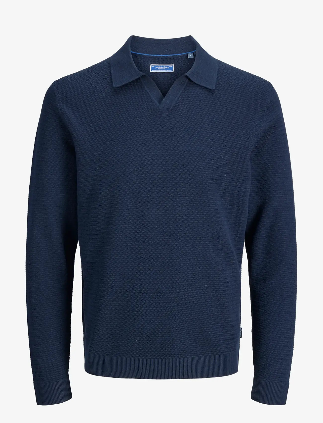 Jack & Jones - JPRBLURILEY KNIT SPLIT NECK LS SN - knitted polos - sky captain - 1