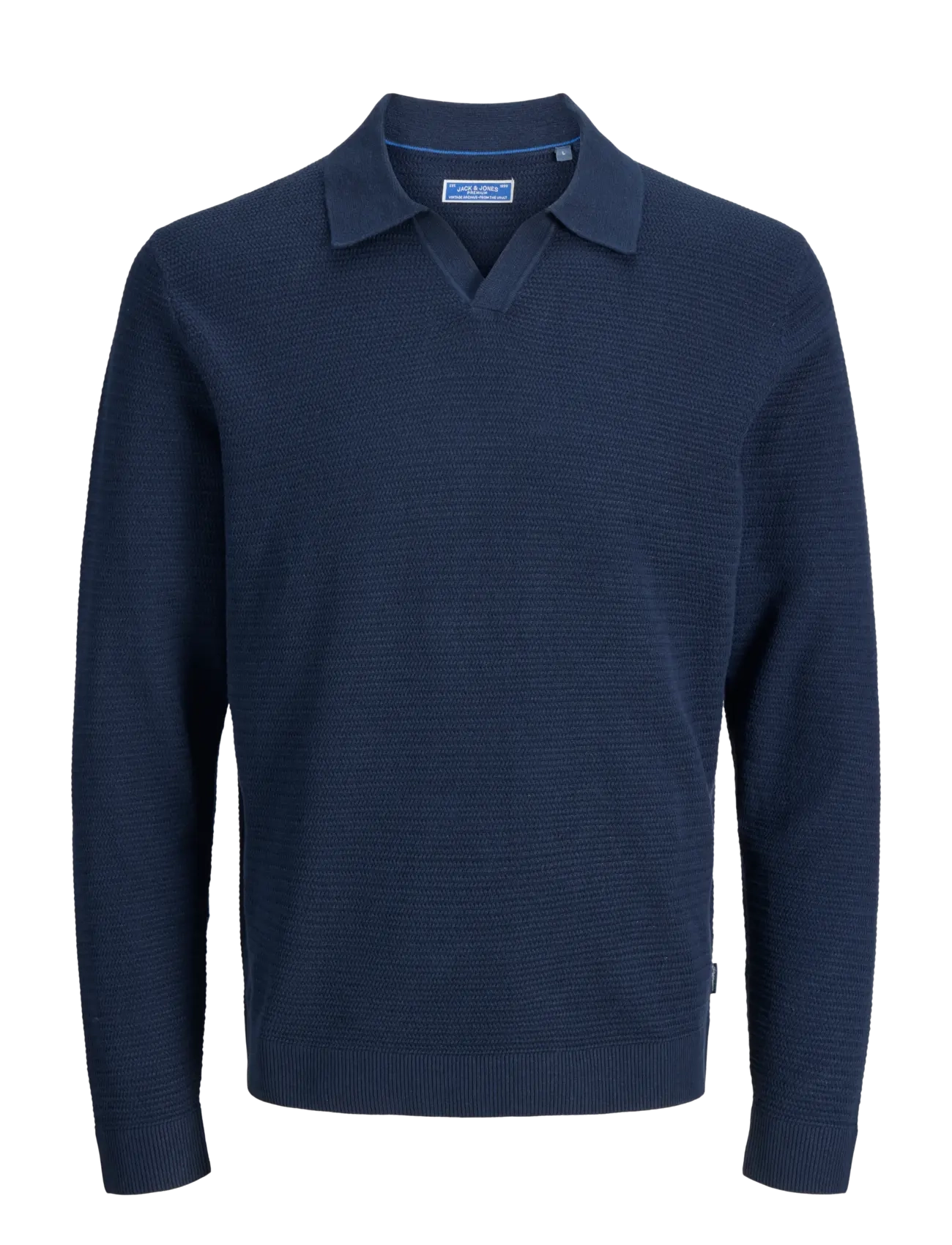 Jack & Jones JPRBLURILEY KNIT SPLIT NECK LS SN - Polostrik - SKY CAPTAIN / navy