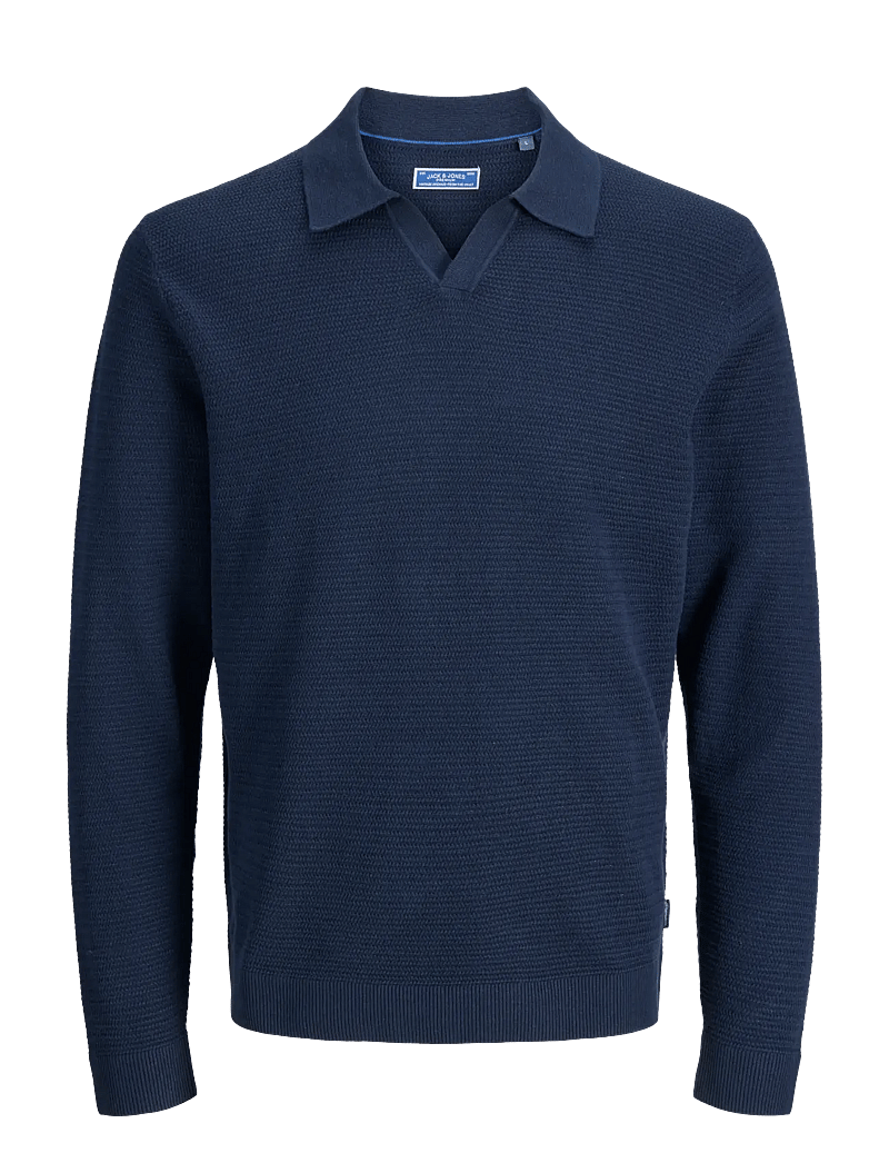 Jack & Jones - JPRBLURILEY KNIT SPLIT NECK LS SN - poloer i strik med lange ærmer - sky captain - 1